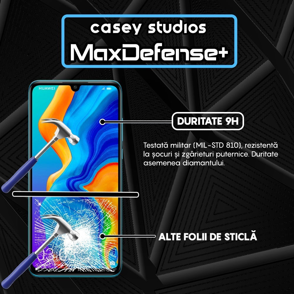 Folie Sticla MaxDefense+ - Huawei P30 Lite/P30 Lite New Edition - Negru