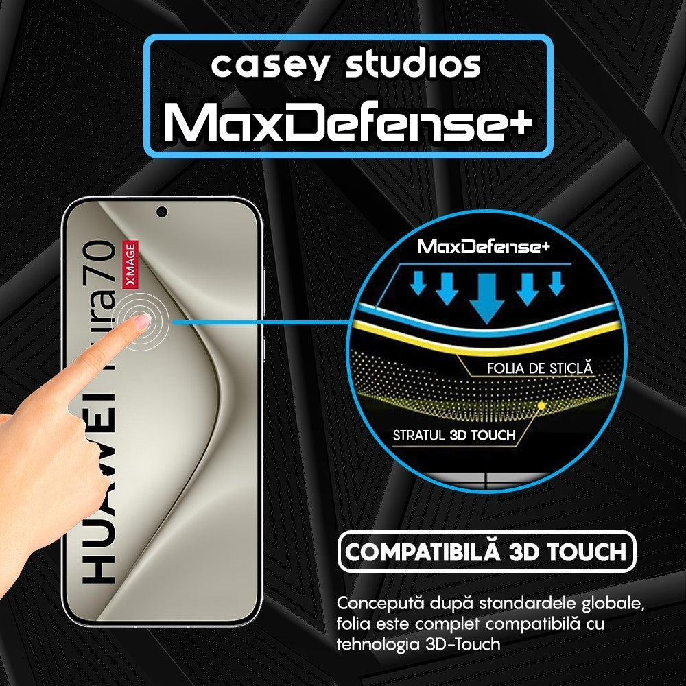 Folie Sticla MaxDefense+ - Huawei Pura 70 - Negru