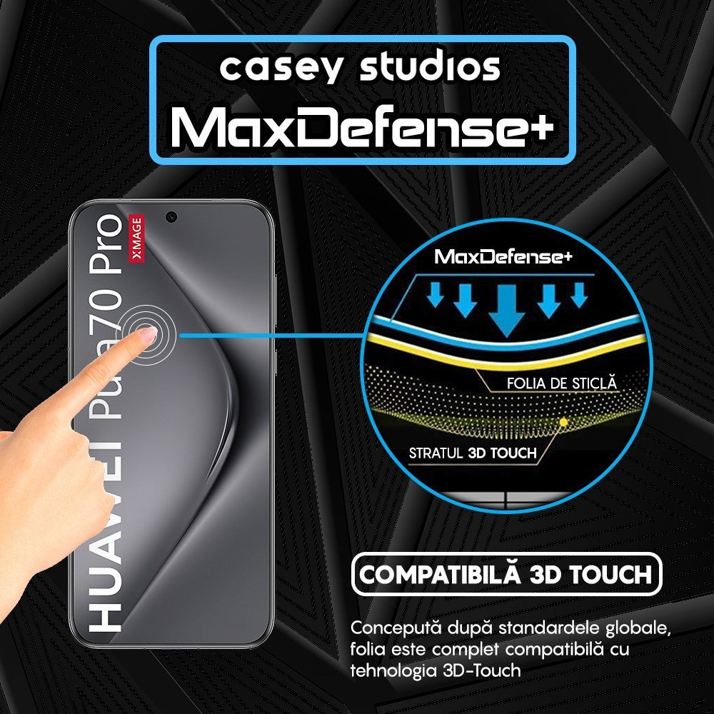 Folie Sticla MaxDefense+ - Huawei Pura 70 Ultra/70 Pro/70 Pro Plus - Negru