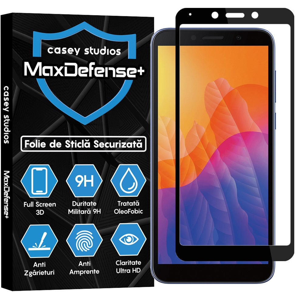 Folie Sticla MaxDefense+ - Huawei Y5p - Negru