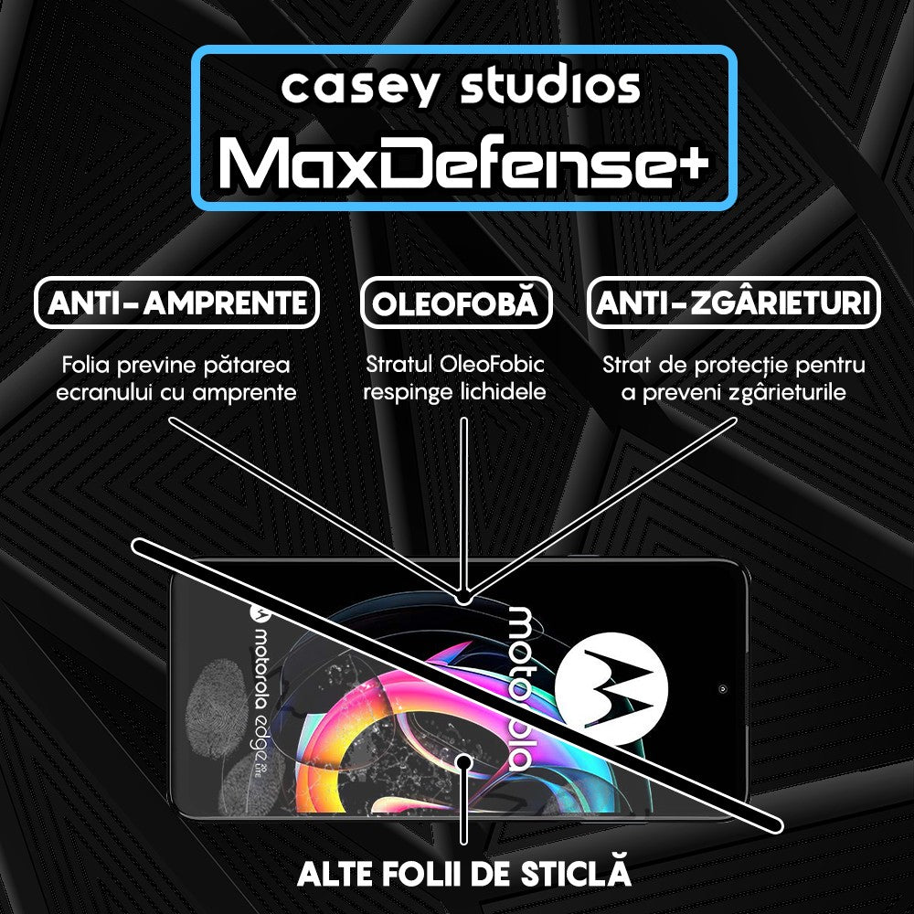 Folie Sticla MaxDefense+ - Motorola Edge 20 Lite - Negru