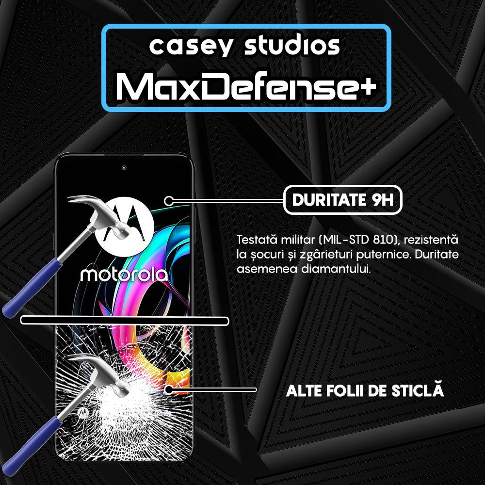 Folie Sticla MaxDefense+ - Motorola Edge 20 Lite - Negru