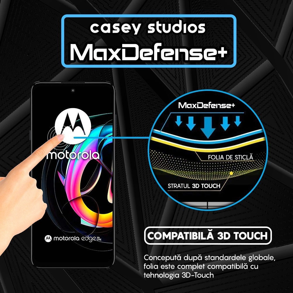 Folie Sticla MaxDefense+ - Motorola Edge 20 Lite - Negru