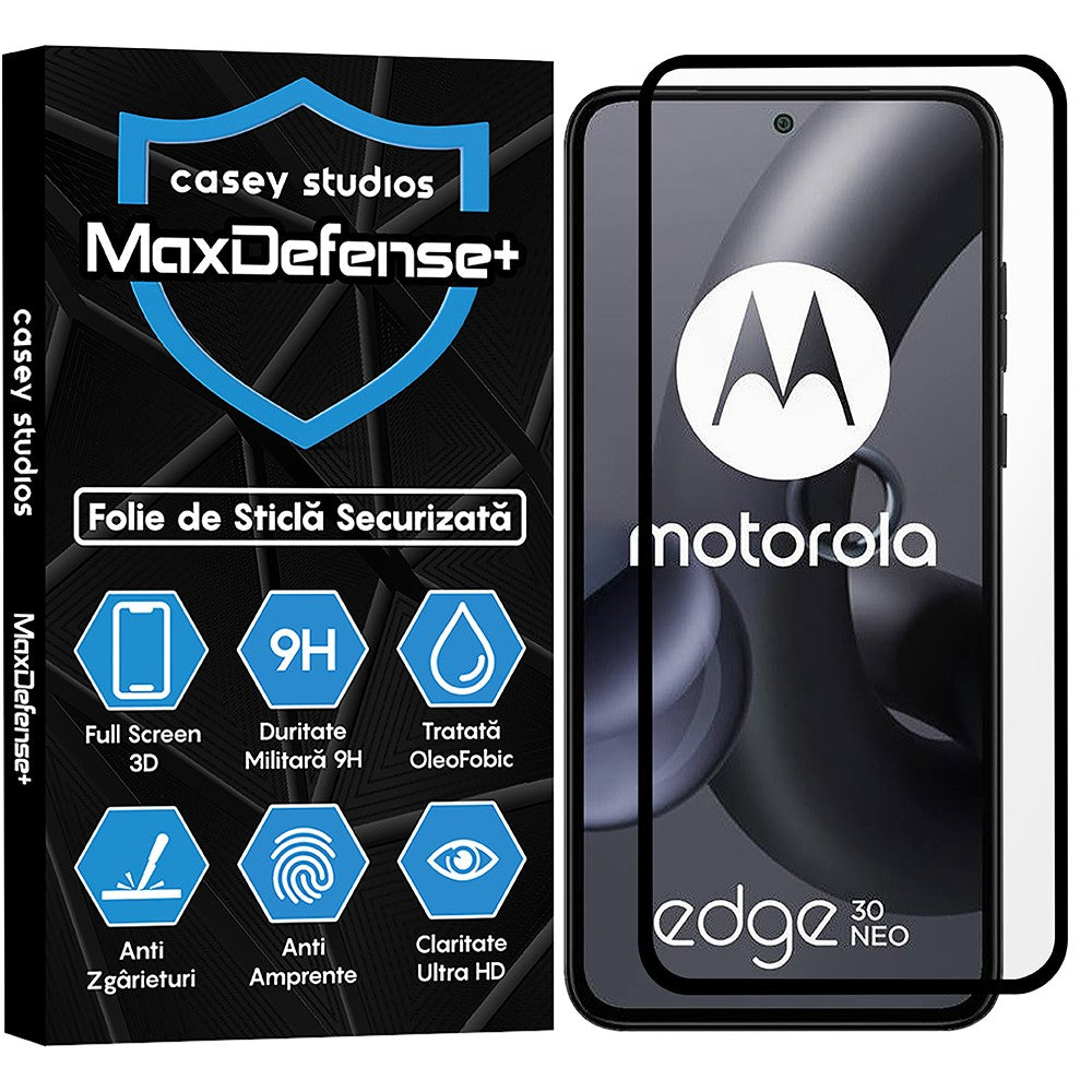 Folie Sticla MaxDefense+ - Motorola Edge 30 Neo - Negru