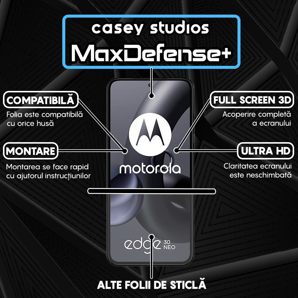 Folie Sticla MaxDefense+ - Motorola Edge 30 Neo - Negru