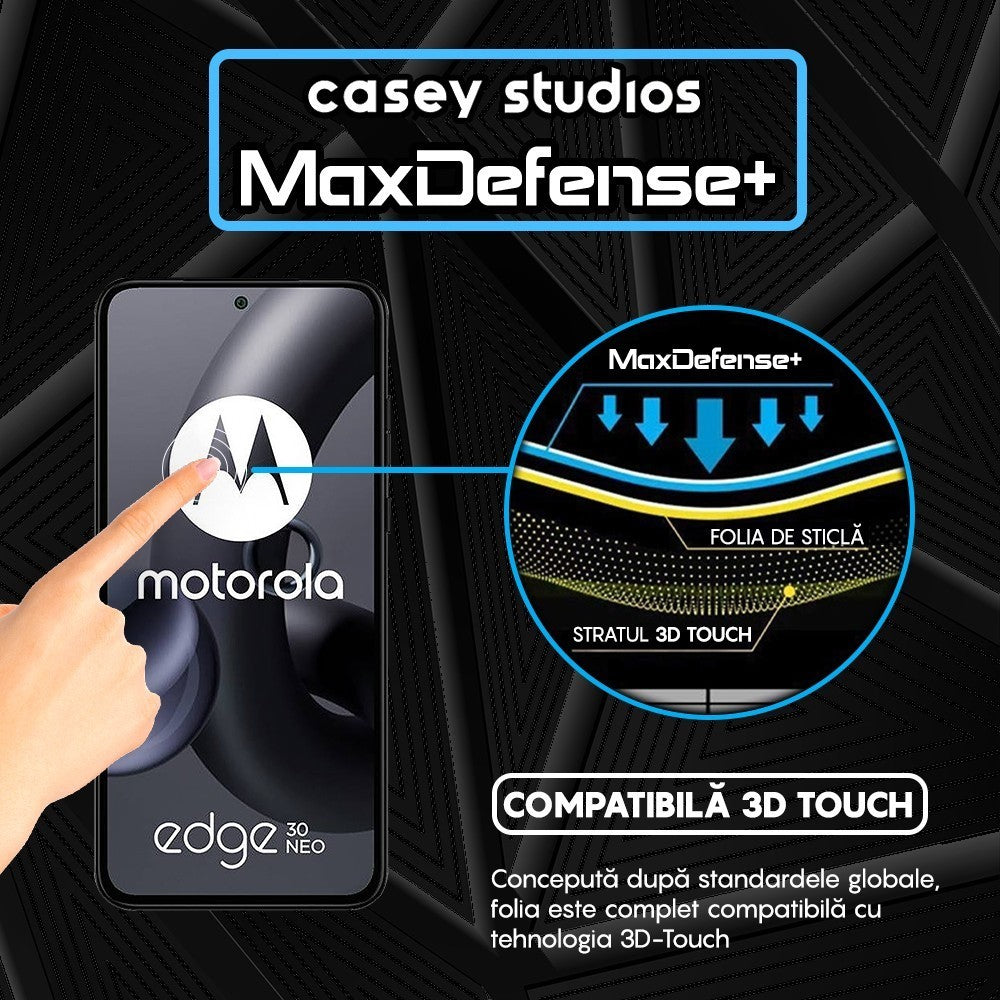 Folie Sticla MaxDefense+ - Motorola Edge 30 Neo - Negru