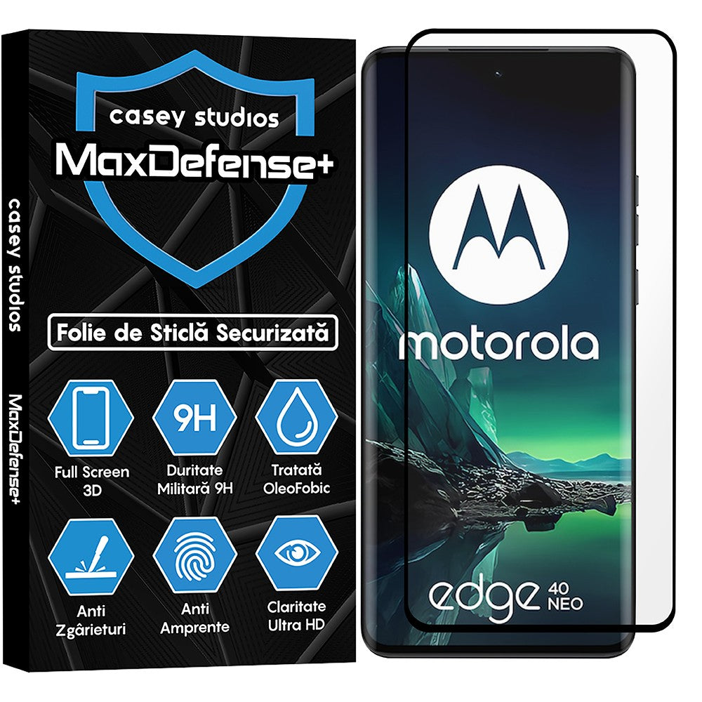 Folie Sticla MaxDefense+ - Motorola Edge 40/Edge 40 Neo - Negru