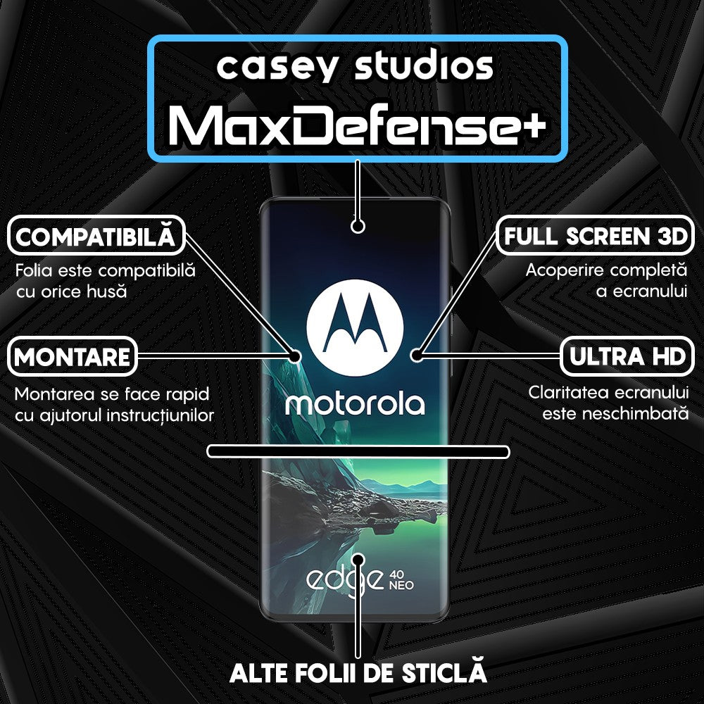 Folie Sticla MaxDefense+ - Motorola Edge 40/Edge 40 Neo - Negru