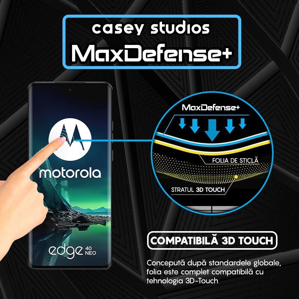 Folie Sticla MaxDefense+ - Motorola Edge 40/Edge 40 Neo - Negru