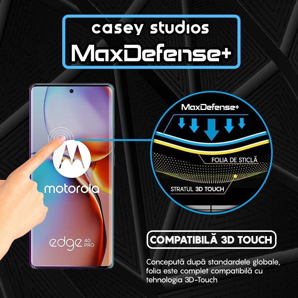Folie Sticla MaxDefense+ - Motorola Edge 40 Pro - Negru