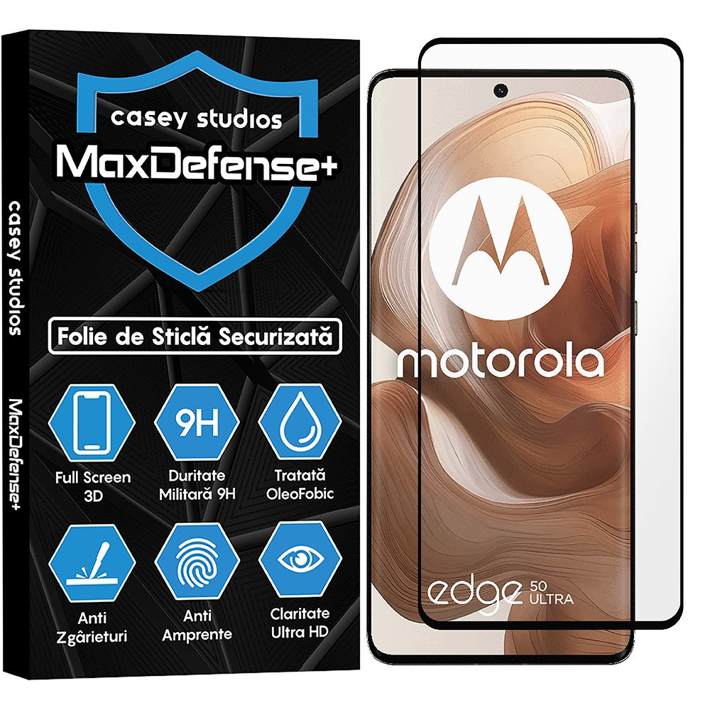 Folie Sticla MaxDefense+ - Motorola Edge 50 Ultra - Negru
