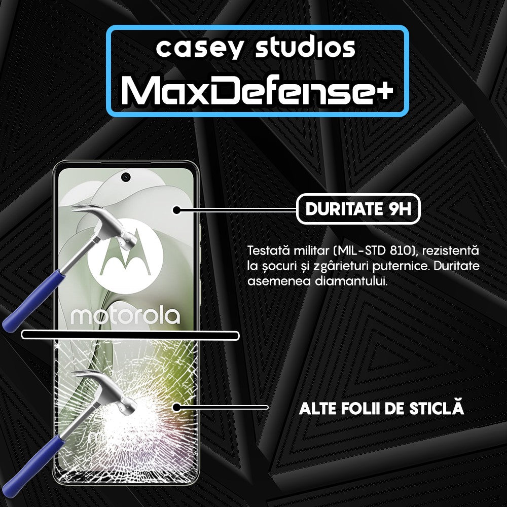 Folie Sticla MaxDefense+ - Motorola Moto E14 - Negru