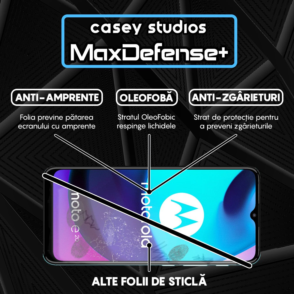 Folie Sticla MaxDefense+ - Motorola Moto E20 - Negru