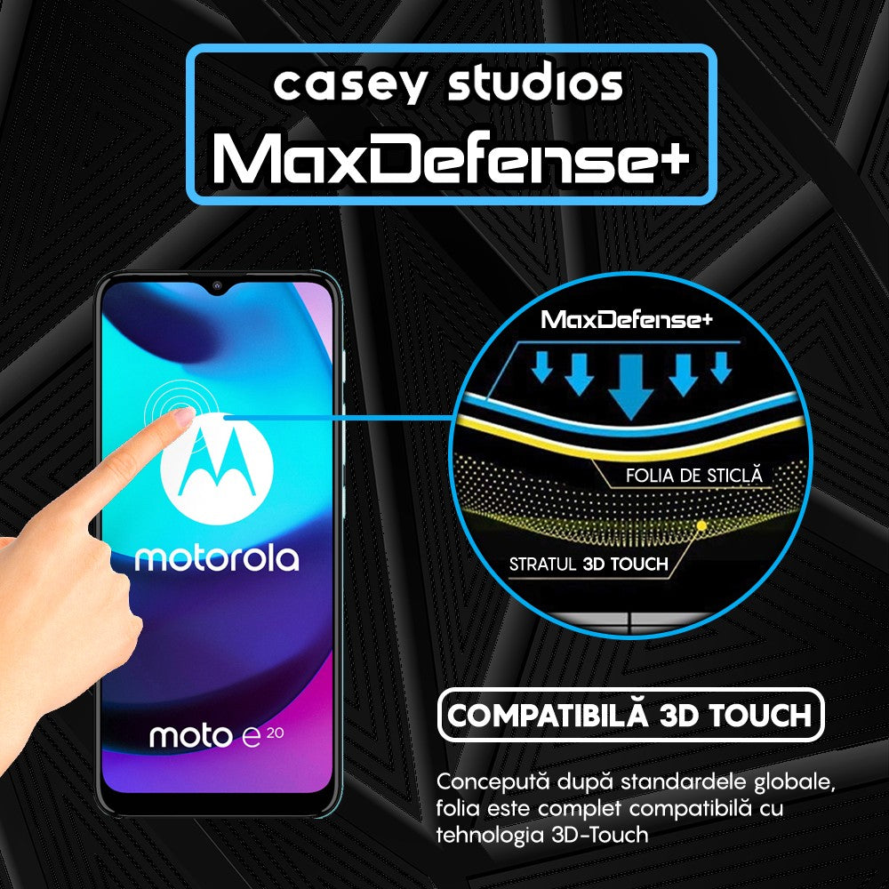 Folie Sticla MaxDefense+ - Motorola Moto E20 - Negru