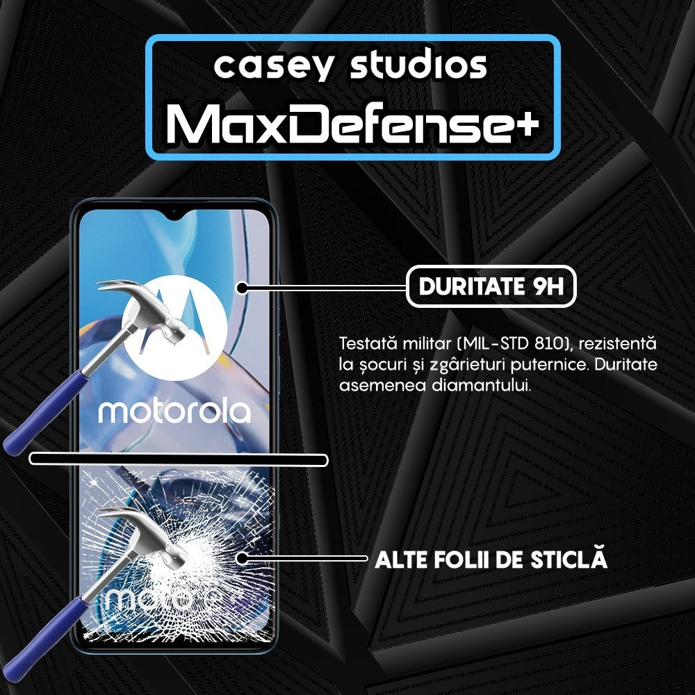 Folie Sticla MaxDefense+ - Motorola Moto E22/Moto E22i - Negru