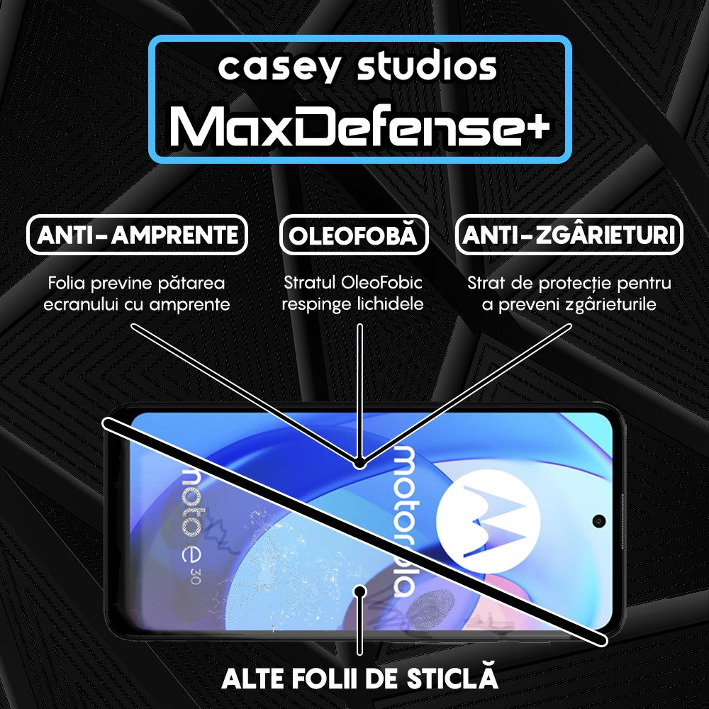 Folie Sticla MaxDefense+ - Motorola Moto E30/Moto E40 - Negru