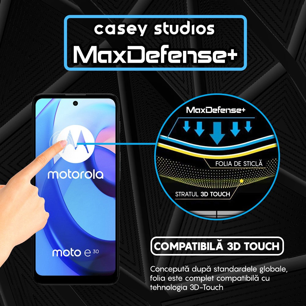 Folie Sticla MaxDefense+ - Motorola Moto E30/Moto E40 - Negru