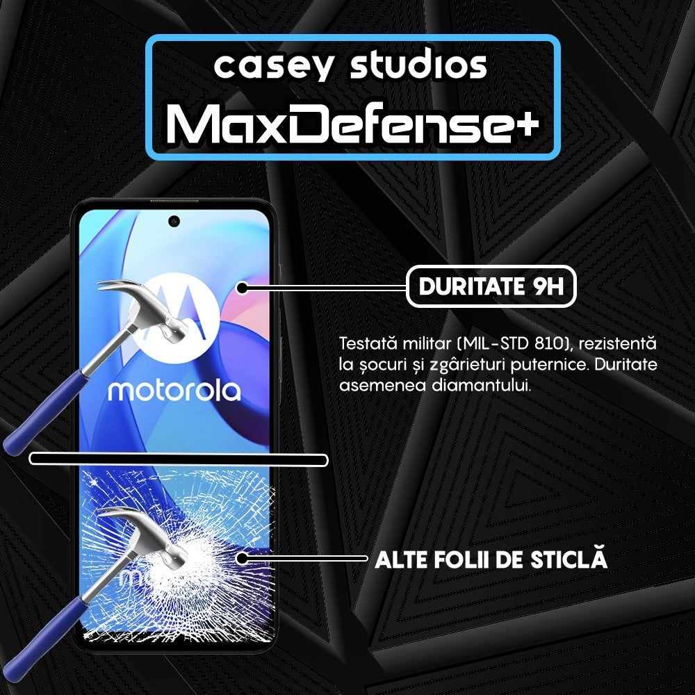 Folie Sticla MaxDefense+ - Motorola Moto E30/Moto E40 - Negru