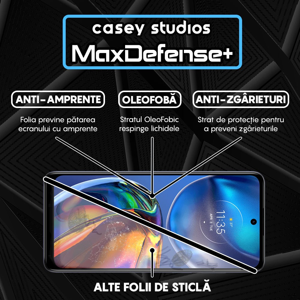 Folie Sticla MaxDefense+ - Motorola Moto E32/Moto E32s - Negru