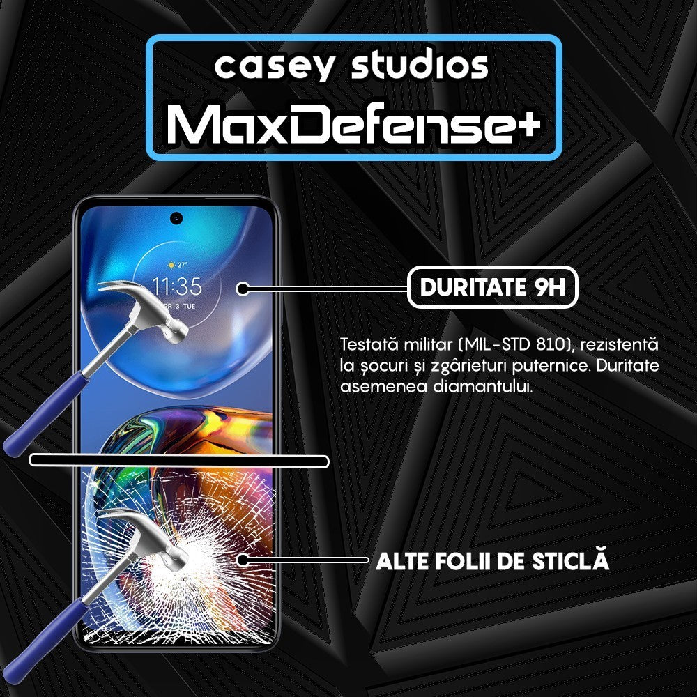 Folie Sticla MaxDefense+ - Motorola Moto E32/Moto E32s - Negru