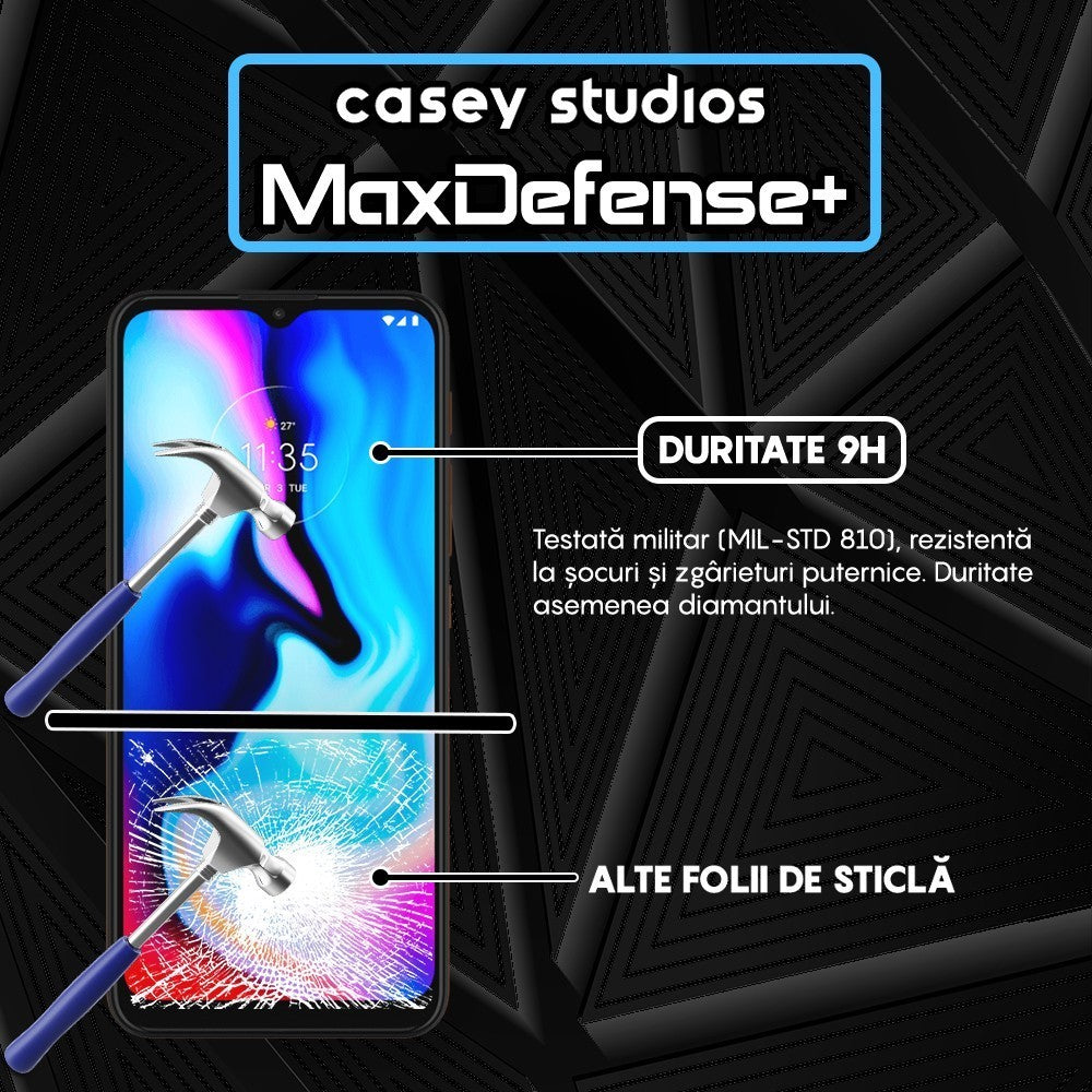 Folie Sticla MaxDefense+ - Motorola Moto E7 Plus/Moto G10/Moto G20/Moto G30/Moto G9 Play - Negru