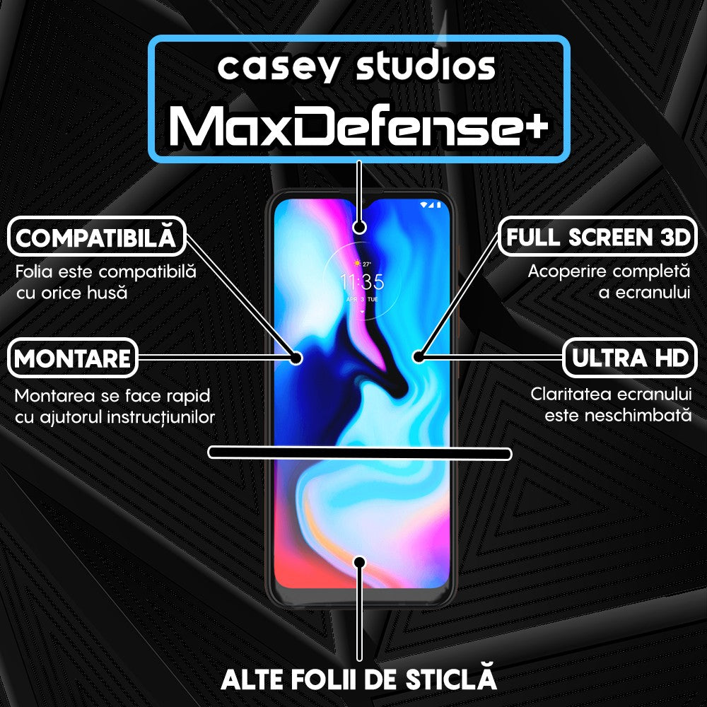 Folie Sticla MaxDefense+ - Motorola Moto E7 Plus/Moto G10/Moto G20/Moto G30/Moto G9 Play - Negru