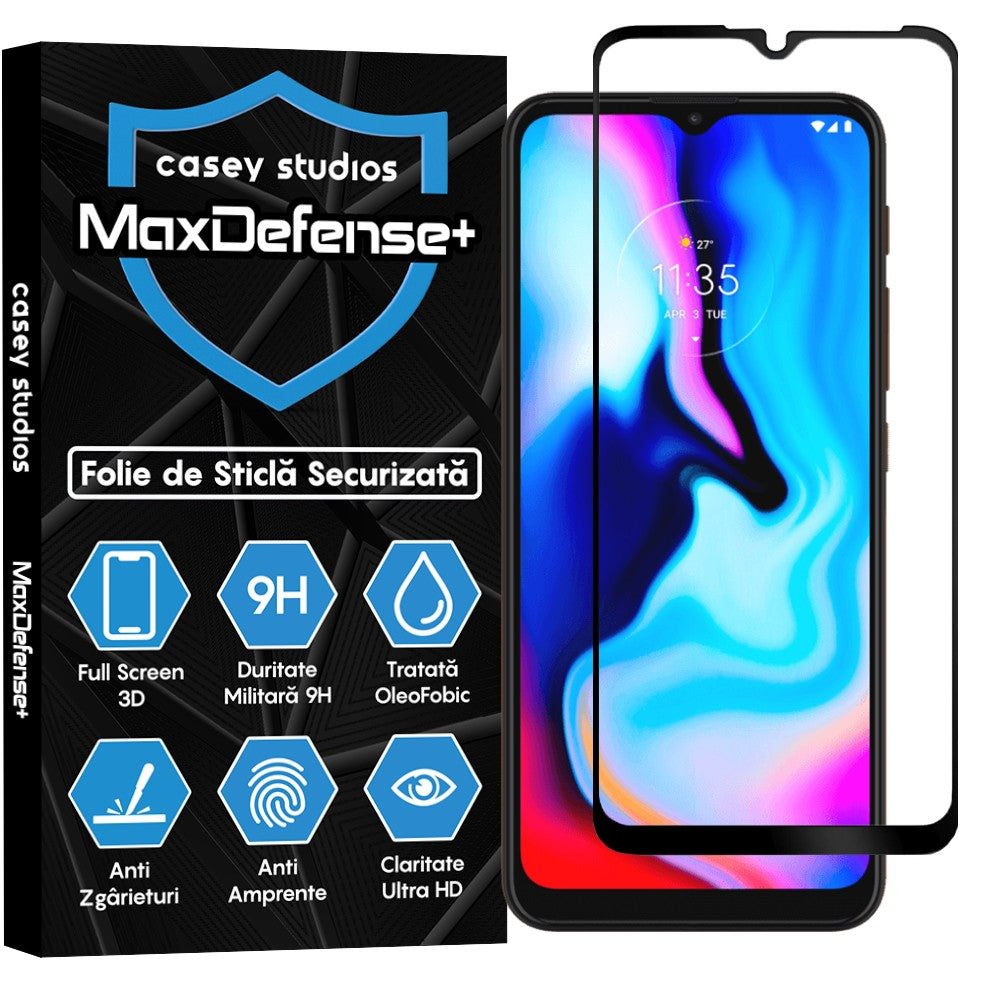 Folie Sticla MaxDefense+ - Motorola Moto E7 Plus/Moto G10/Moto G20/Moto G30/Moto G9 Play - Negru