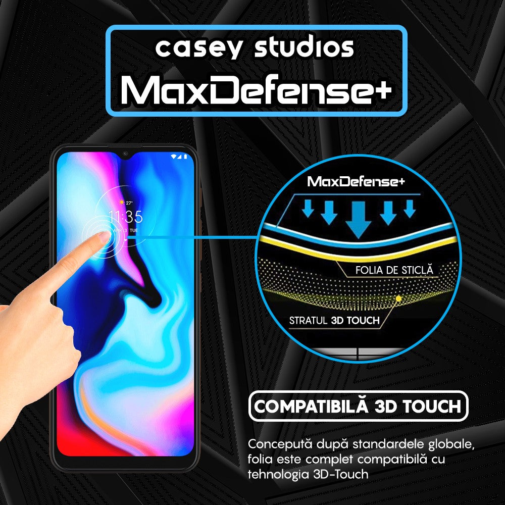 Folie Sticla MaxDefense+ - Motorola Moto E7 Plus/Moto G10/Moto G20/Moto G30/Moto G9 Play - Negru