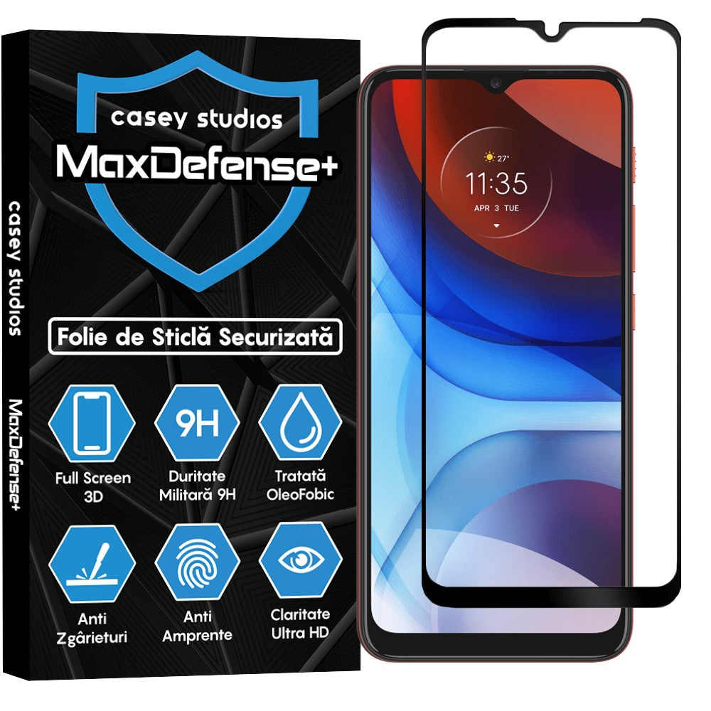 Folie Sticla MaxDefense+ - Motorola Moto E7 Power/Moto E7i Power - Negru