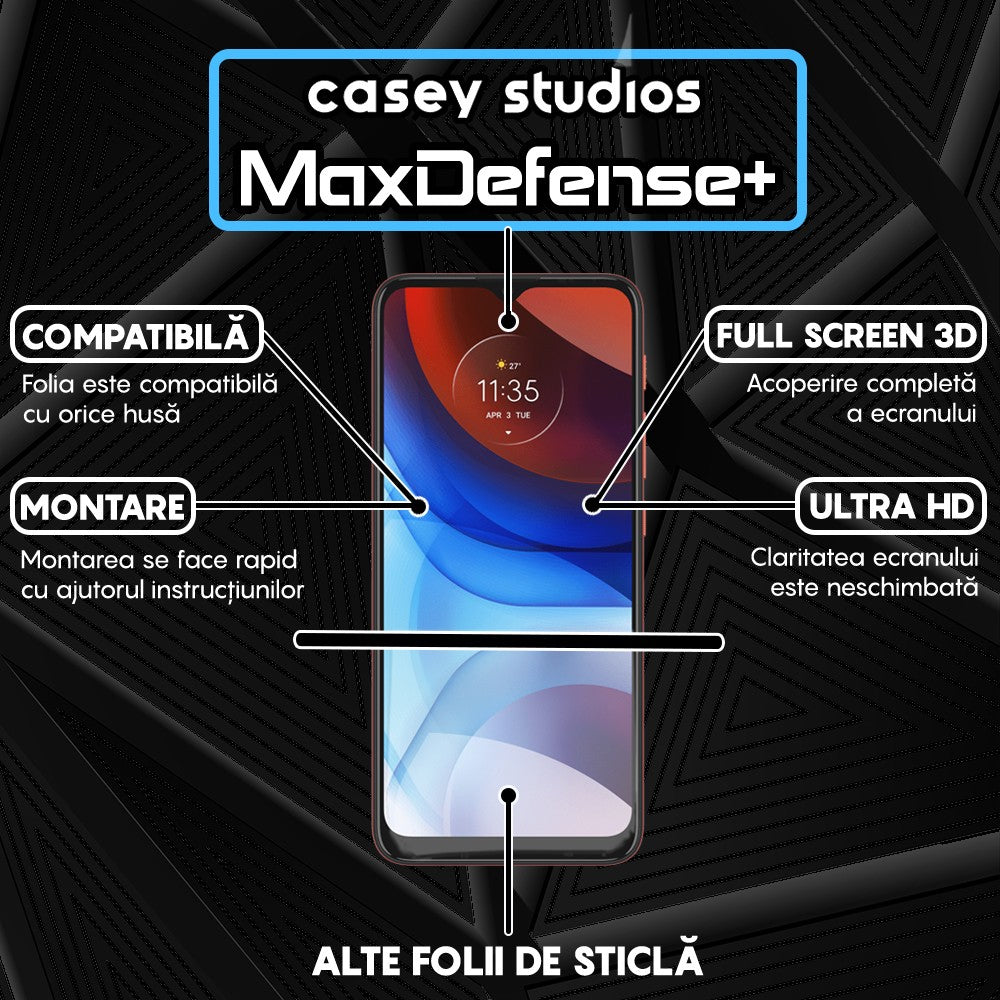 Folie Sticla MaxDefense+ - Motorola Moto E7 Power/Moto E7i Power - Negru