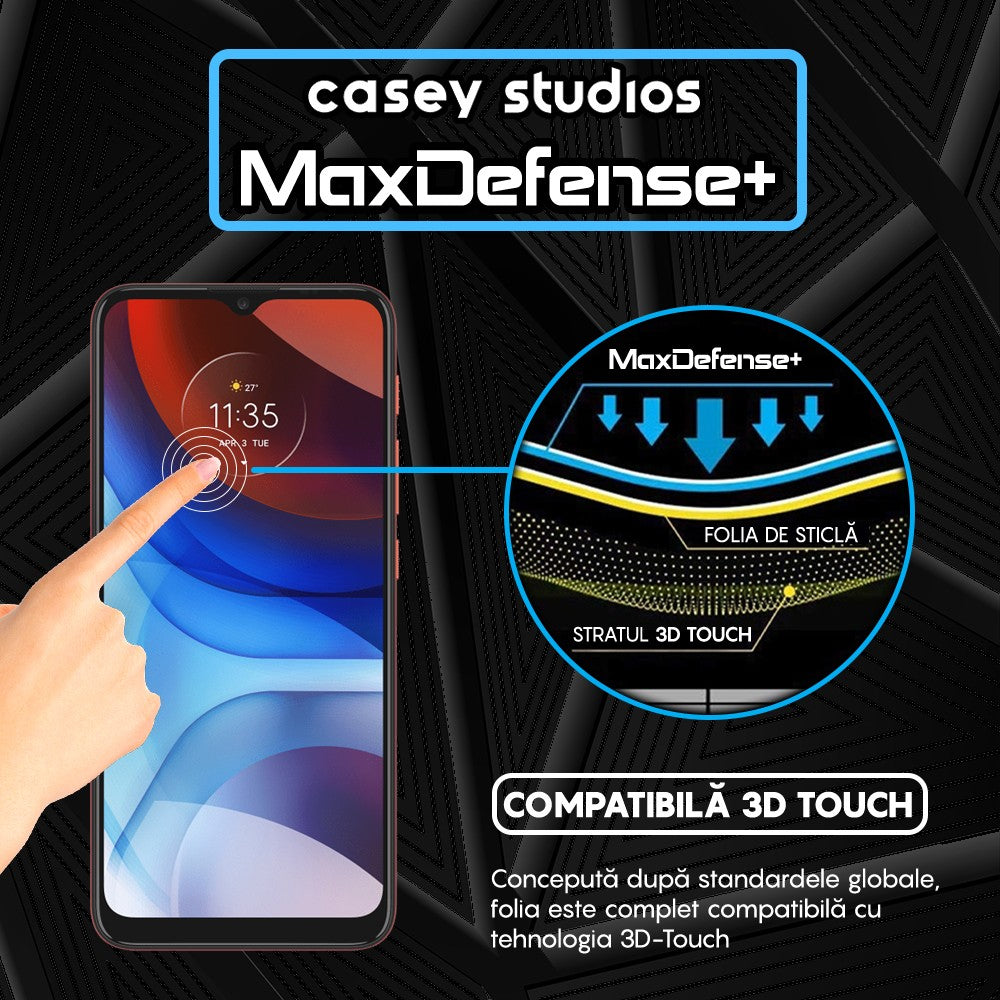Folie Sticla MaxDefense+ - Motorola Moto E7 Power/Moto E7i Power - Negru