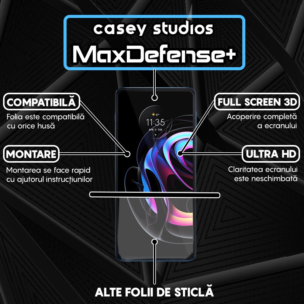 Folie Sticla MaxDefense+ - Motorola Moto Edge 20 Pro - Negru