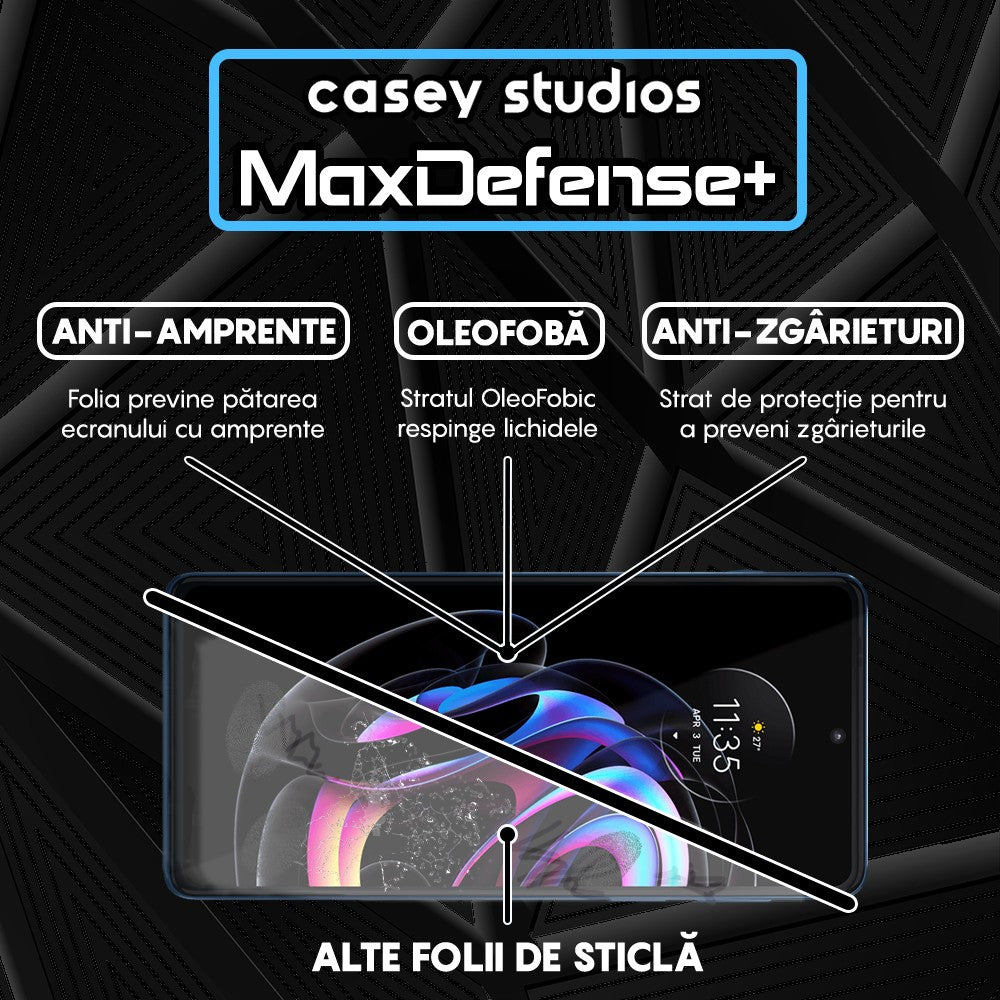 Folie Sticla MaxDefense+ - Motorola Moto Edge 20 Pro - Negru
