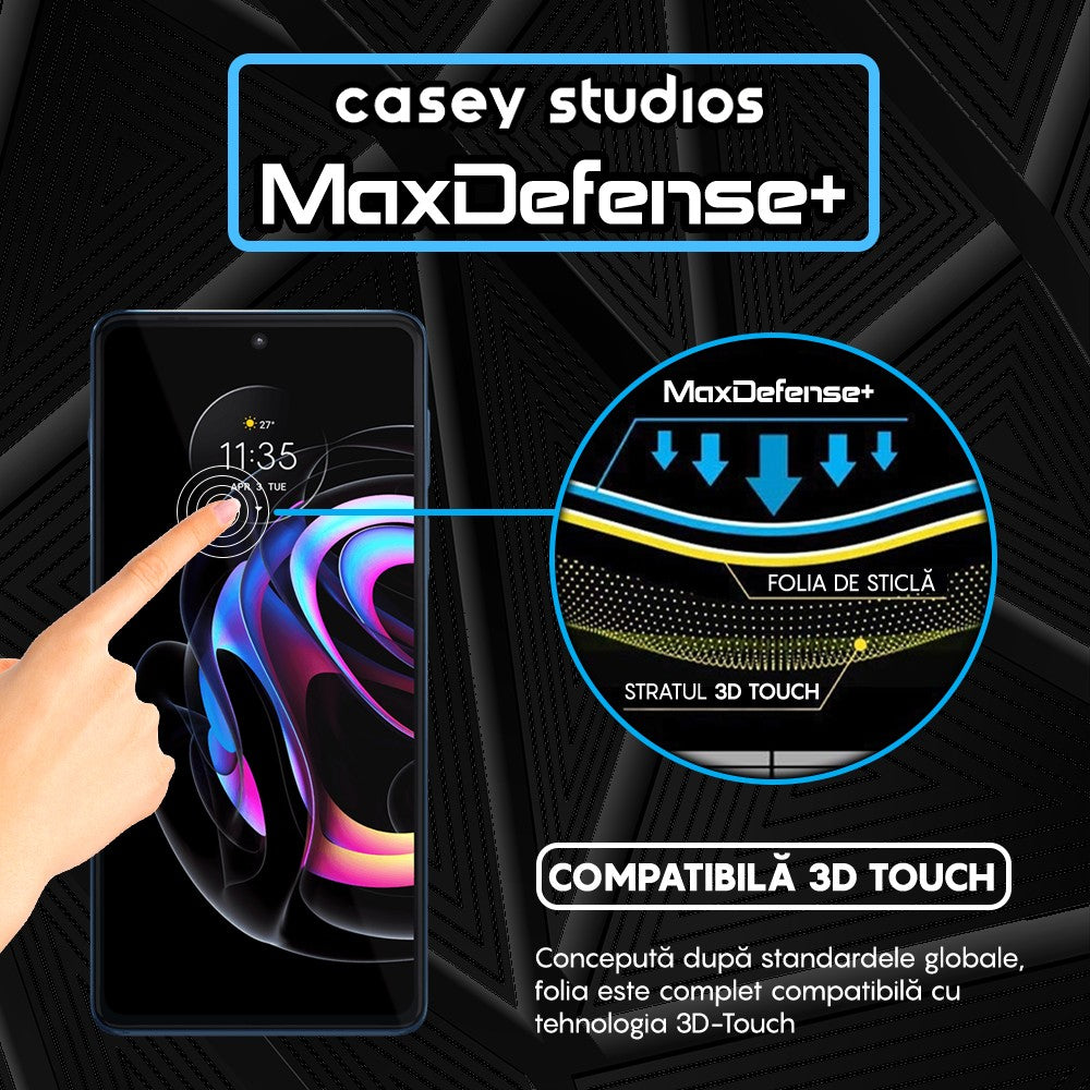 Folie Sticla MaxDefense+ - Motorola Moto Edge 20 Pro - Negru