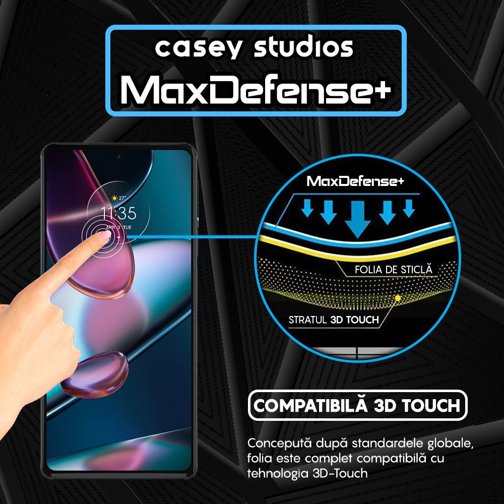 Folie Sticla MaxDefense+ - Motorola Moto Edge X30 - Negru