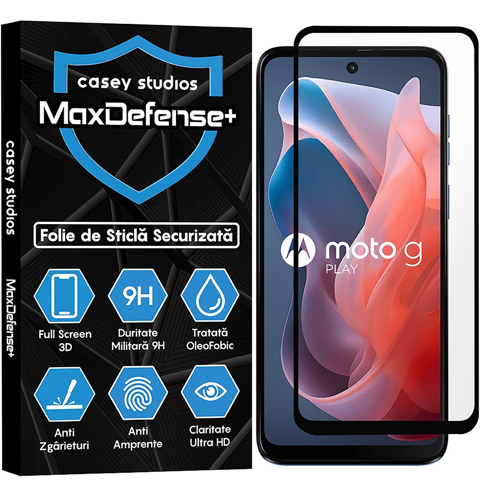 Folie Sticla MaxDefense+ - Motorola Moto G Play 2024 - Negru