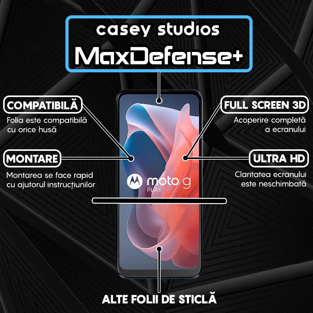 Folie Sticla MaxDefense+ - Motorola Moto G Play 2024 - Negru