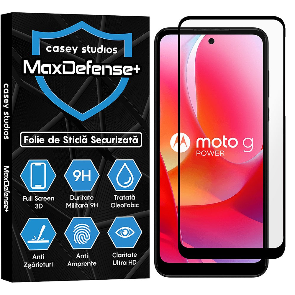 Folie Sticla MaxDefense+ - Motorola Moto G Power 2024 - Negru