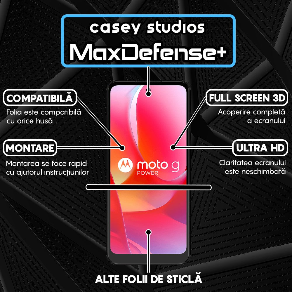 Folie Sticla MaxDefense+ - Motorola Moto G Power 2024 - Negru