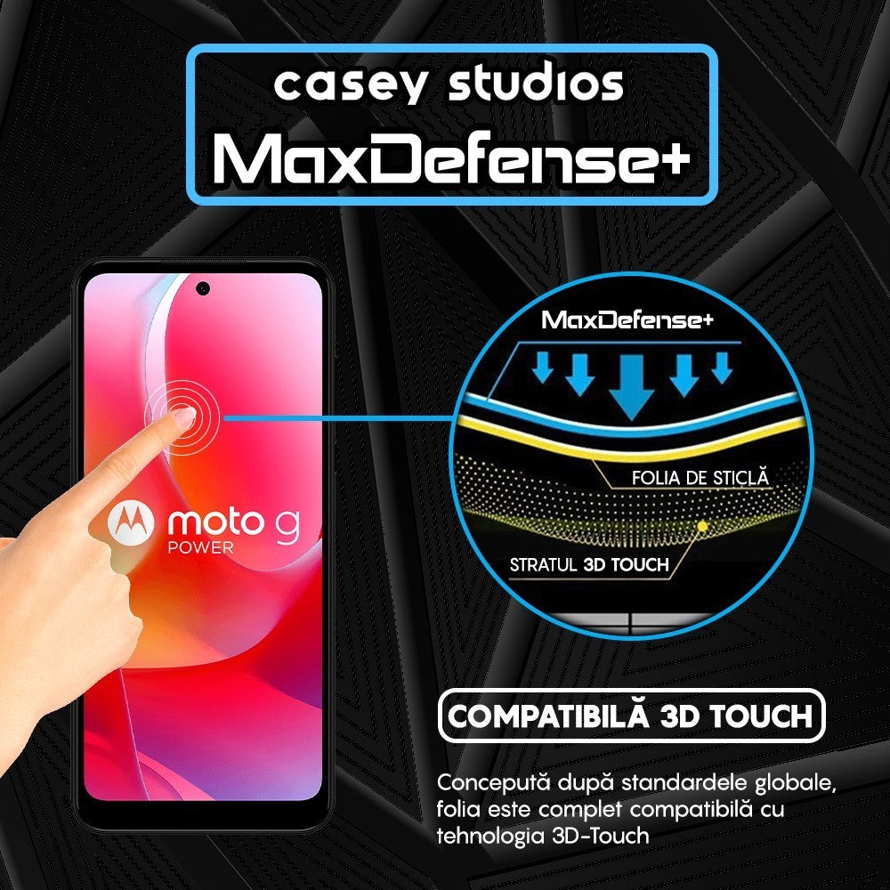 Folie Sticla MaxDefense+ - Motorola Moto G Power 2024 - Negru