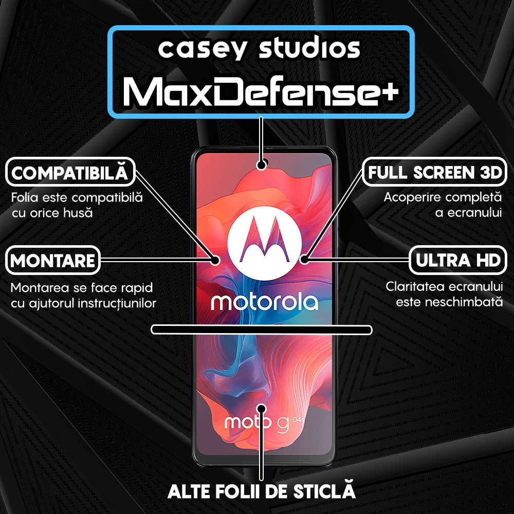 Folie Sticla MaxDefense+ - Motorola Moto G04s - Negru