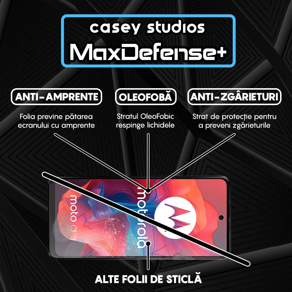 Folie Sticla MaxDefense+ - Motorola Moto G04s - Negru