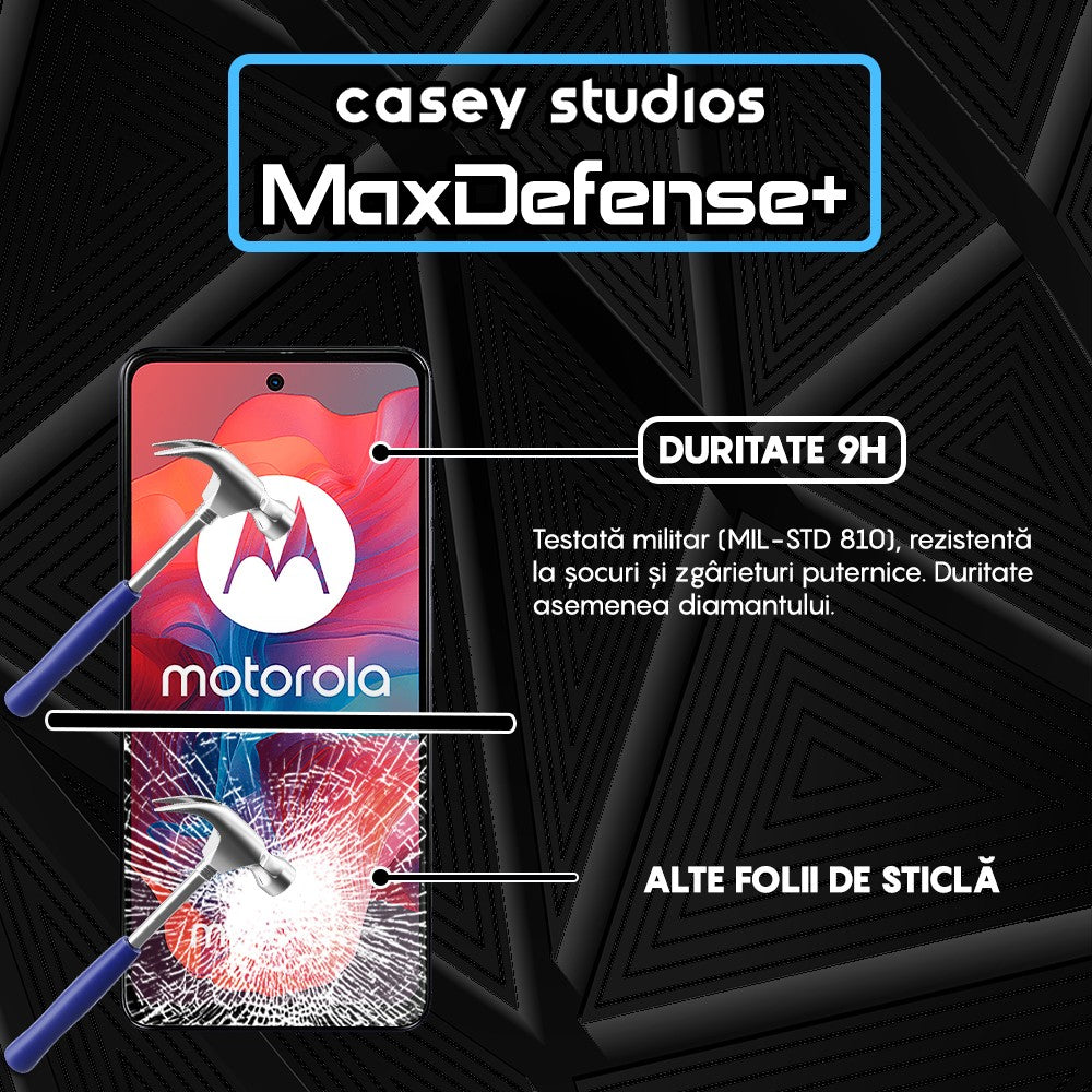Folie Sticla MaxDefense+ - Motorola Moto G04s - Negru