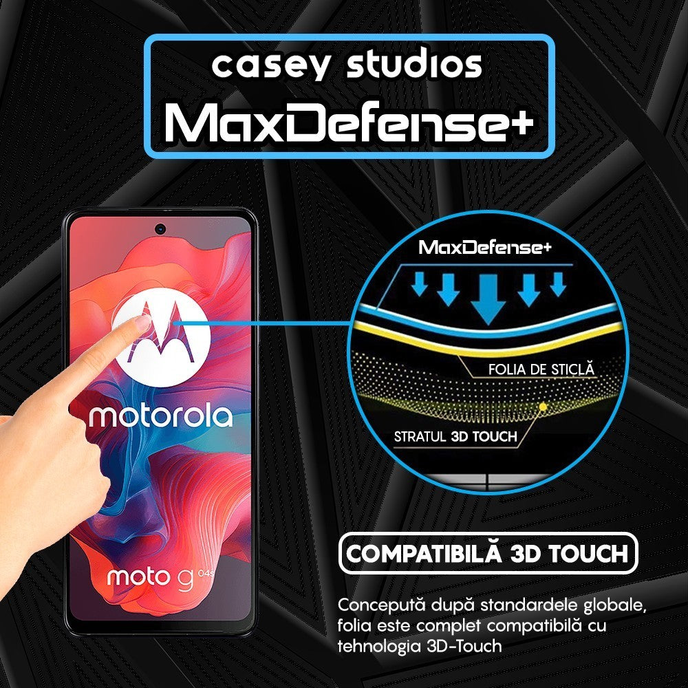 Folie Sticla MaxDefense+ - Motorola Moto G04s - Negru