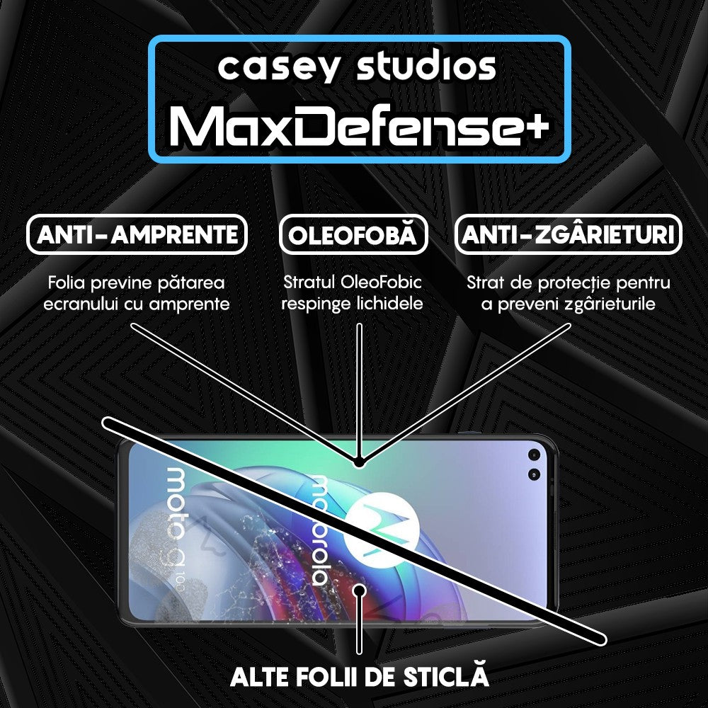 Folie Sticla MaxDefense+ - Motorola Moto G100 - Negru