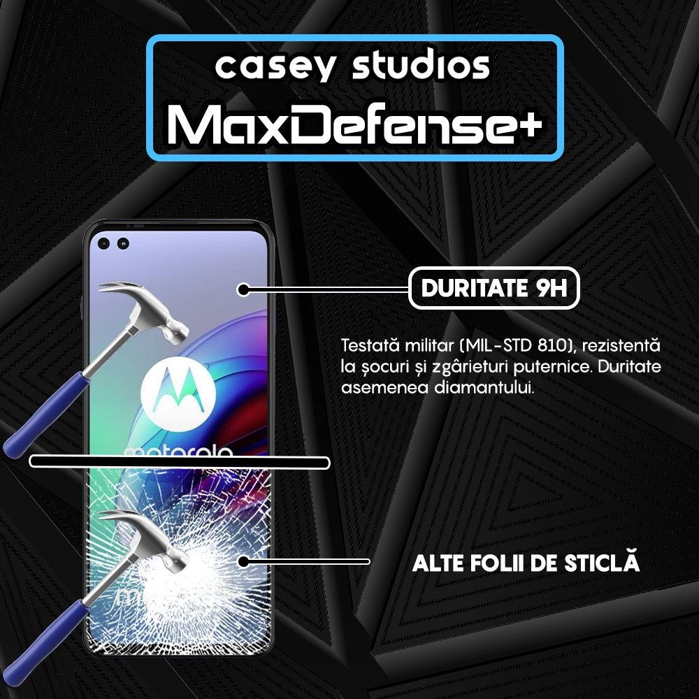 Folie Sticla MaxDefense+ - Motorola Moto G100 - Negru
