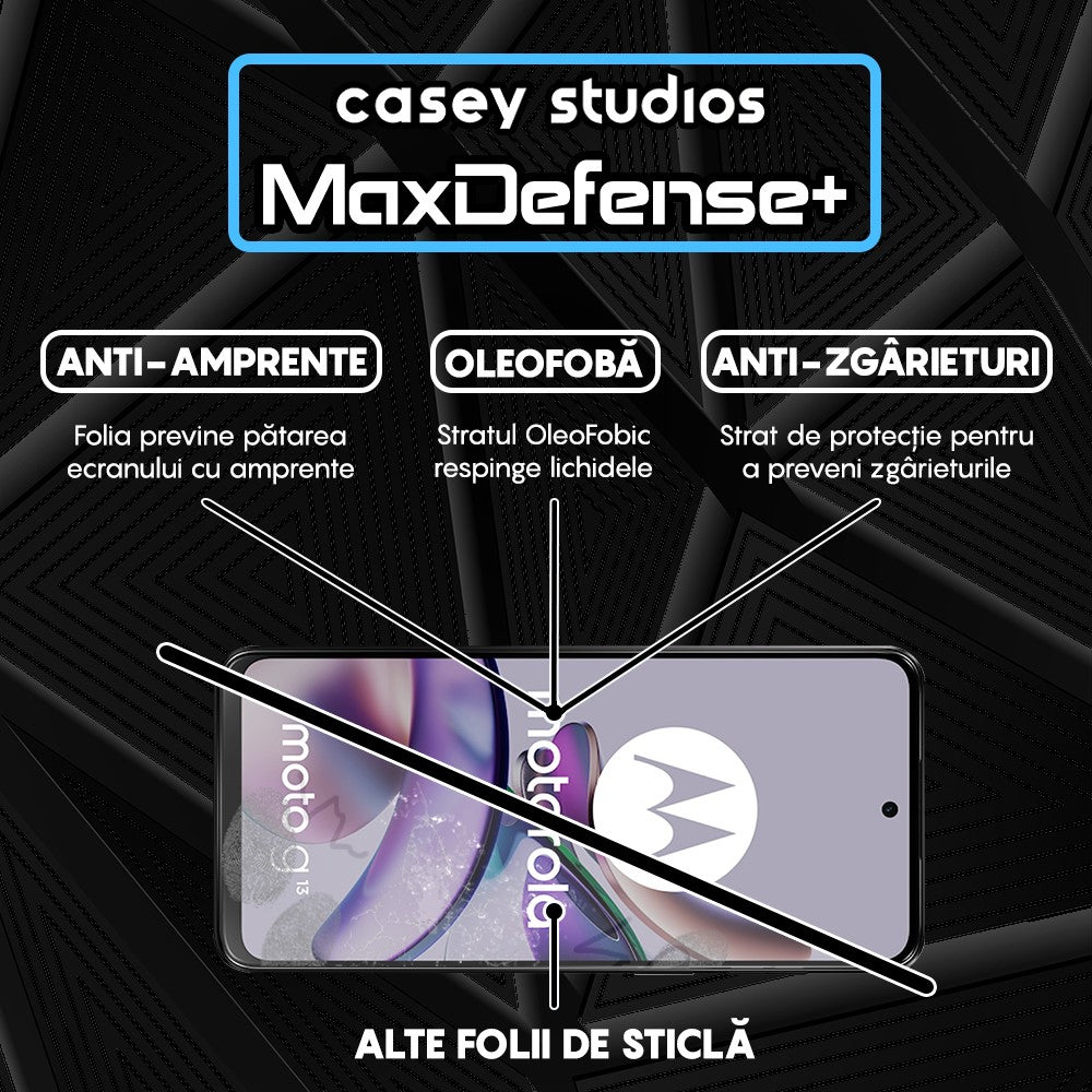 Folie Sticla MaxDefense+ - Motorola Moto G13 - Negru
