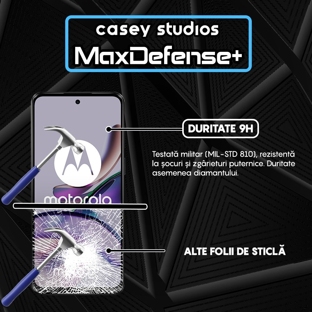 Folie Sticla MaxDefense+ - Motorola Moto G13 - Negru