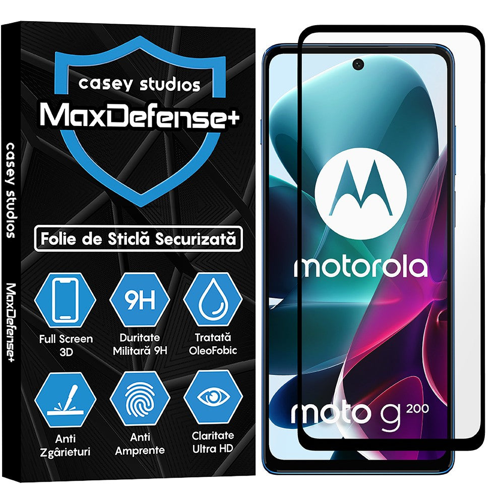Folie Sticla MaxDefense+ - Motorola Moto G200 5G - Negru