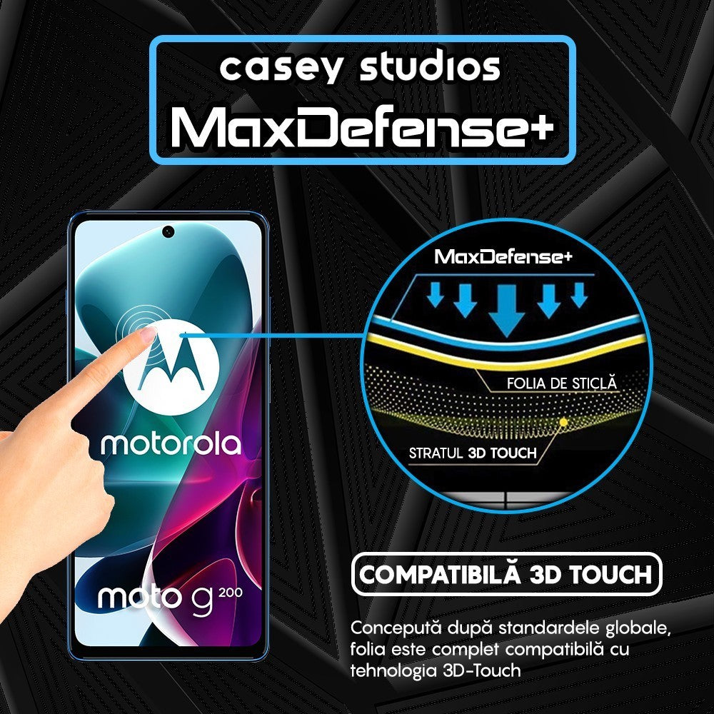 Folie Sticla MaxDefense+ - Motorola Moto G200 5G - Negru